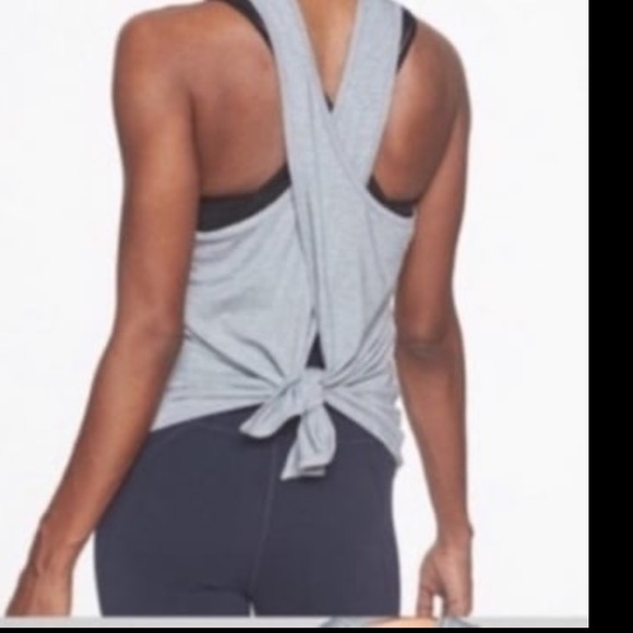 Athleta Womens Sz Small Essence Tie Back Tank Grey - Picture 1 of 7